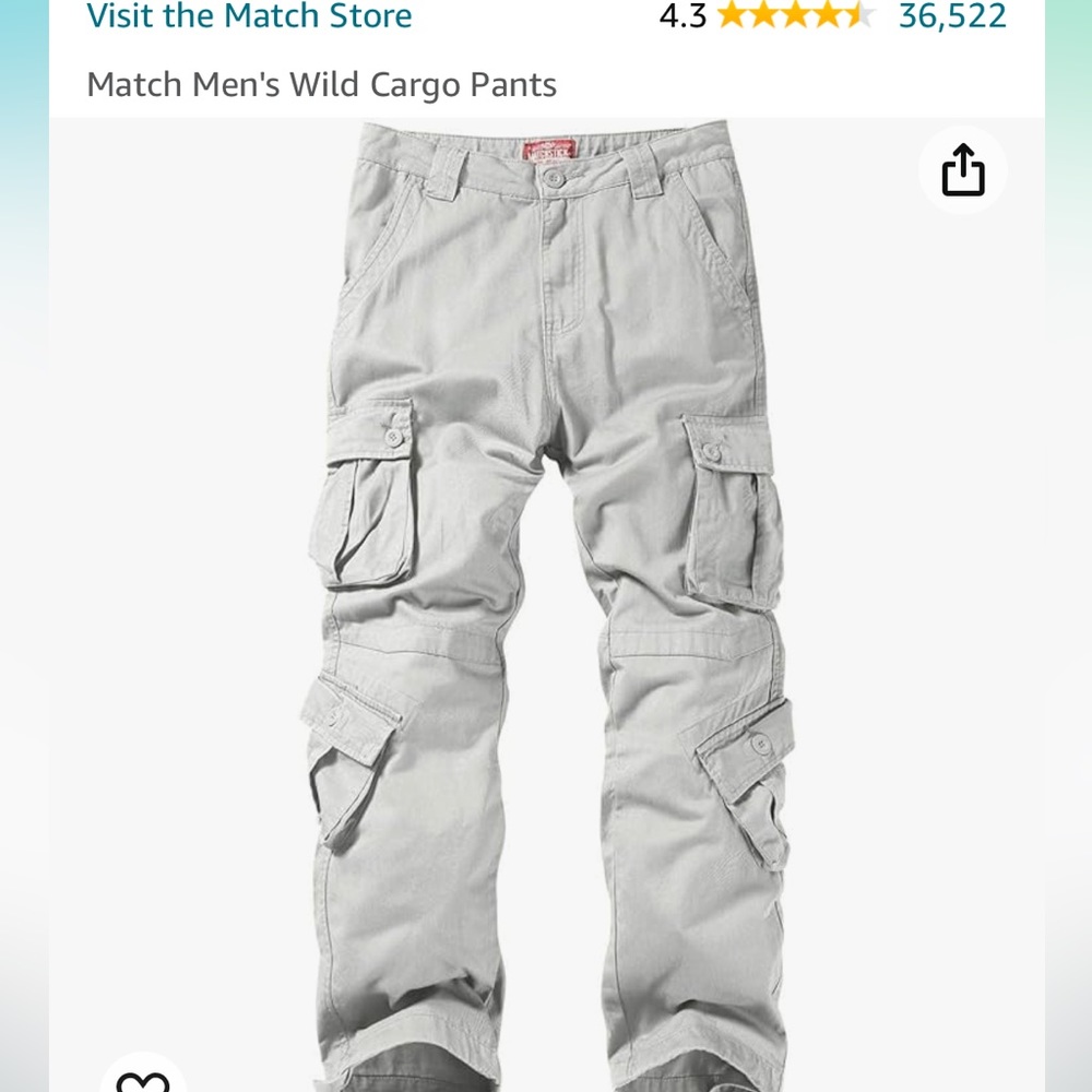 Match Men's Wild Cargo Pants(32,Light Gray)